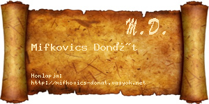 Mifkovics Donát névjegykártya